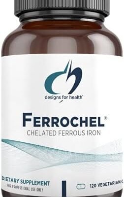 Designs for Health Ferrochel Chelated Iron - Highly-Absorbable Iron Supplement for Women & Men as Ferrous Bisglycinate Chelate - Iron Pills Safe for Pregnant Women & Teens (120 Vegan Iron Capsules)
