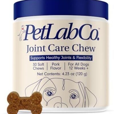 Petlab Co. Joint Care Chews for Dogs - High Levels of Glucosamine, Green Lipped Mussels, Omega 3 and Turmeric - Hip and Joint Supplement for Dogs to Actively Support Mobility