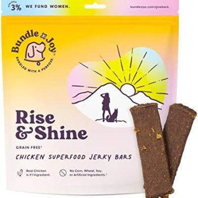 Rise & Shine Dog Treats Chicken Jerky Snack Bars, 5 oz Bag, Puppy and Dog Training Treats, Natural Superfood Grain Free Dog Treat Made with Real Chicken, Superfoods, Corn Free & Soy Free