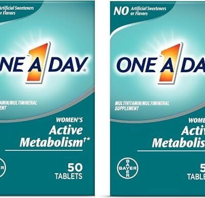 ONE A DAY Women’s Active Metabolism Multivitamin, Supplement with Vitamin A, C, D, E and Zinc for Immune Health Support*, Iron, Calcium, Folic Acid & More, 50 Count (Pack of 2)