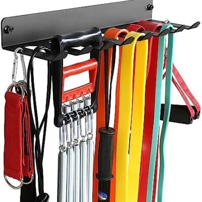Multi-Purpose Gym Equipment Storage Rack Resistance Bands Storage Hanger Barbell Rack Heavy Duty Gym Rack for Exercise Bands, Lifting Belts and Jump Ropes