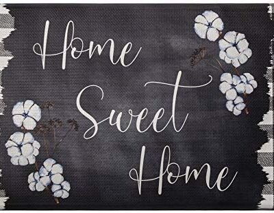 SoHome Cozy Living Anti Fatigue Kitchen Mat for Floor, Home Sweet Home Themed Cushioned Kitchen Runner Rug Mat, Non Slip, Easy Wipe Clean, 1/2 Inch Thick, 18" x 30", Black