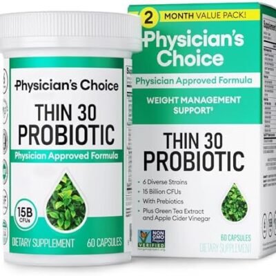 Physician's CHOICE Probiotics for Weight Management & Bloating- 6 Probiotic Strains - Prebiotics - ACV - Green Tea & Cayenne - Supports Gut Health - Weight Management for Women & Men - 60 ct