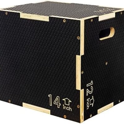 Signature Fitness 3 in 1 Non-Slip Wooden Plyo Box Plyometric Box Jumping Exercise, Multiple Sizes
