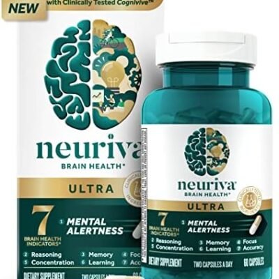 NEURIVA Ultra Decaffeinated Clinically Tested Nootropic Brain Supplement for Mental Alertness, Memory, Focus & Concentration, Cognivive, Neurofactor, Phosphatidylserine, Vitamins B6 B12, 60 Capsules