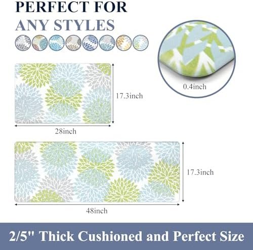 HEBE Anti Fatigue Kitchen Rug Sets 2 Piece Non Slip Kitchen Mats for Floor Cushioned Kitchen Rugs and Mats Waterproof Comfort Standing Mat Runner for Kitchen,Home Office,Sink,Laundry - Image 2