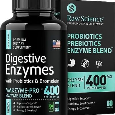 Digestive Enzymes With Probiotics for Women & Men Digestive Health - Bloating Relief, Gut Health Supplements: Bromelain, Papaya Enzyme, Acidophilus Probiotic, Lactase Enzymes for Digestion - 60 Pills