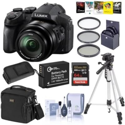 Lumix DMC-FZ300 12.1MP Digital Camera 24x Zoom - Bundle with Camera Case, 64GB U3 SDHC Card, Spare Battery, 52mm UV Filter, Tripod, Cleaning Kit, Memory Wallet, Software Package