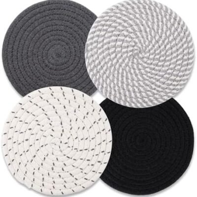 Trivets for Hot Dishes, Hot Pads for Kitchen, 7'' Trivets for Hot Pots and Pans, Pot Holders for Kitchen, Pot Holders Heat Resistant 4-Pcs, Trivets for Table, Kitchen Essentials for New Home