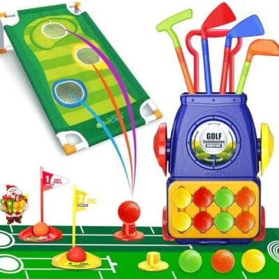 Toddler Golf Set, Indoor Outdoor Kids Golf Clubs for 3 4 5 Year Old,Colorful and Vibrant Babay Golf Clubs Toys for Ages 3 4 5