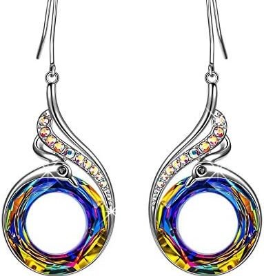 Kate Lynn "Rise From the Ashes" Phoenix Earrings, Sterling Silver Dangle Earrings with Crystals from Austria, Birthday Gift with Jewelry Box, Symbol of Luck and Renewal