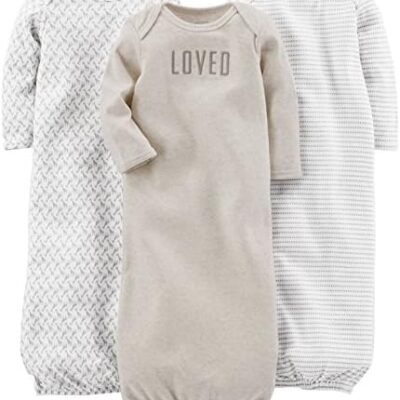 Simple Joys by Carter's Unisex Babies' Cotton Sleeper Gown, Pack of 3
