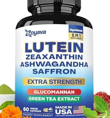 Lutein and Zeaxanthin Supplements 8000 MG Eye Vitamins with Saffron for Eye Health Supplements for Adults, Infused with Glucomannan, Ashwagandha, and Green Tea Extract Vision and Eyes Support