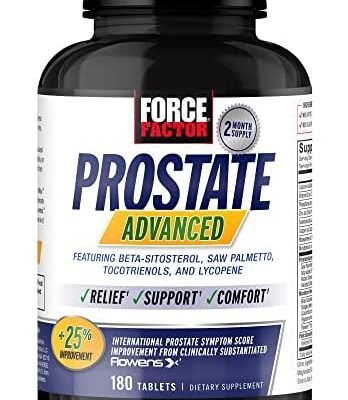 FORCE FACTOR Prostate Advanced, Health Supplement for Men for Reducing Nighttime Bathroom Trips, Bladder & Urinary Relief, with Saw Palmetto, Beta-Sitosterol, 180 Tablets (1-Pack)
