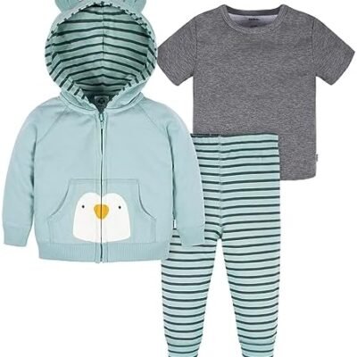 Gerber Baby Boys Toddler Zip Hoodie & Joggers Clothing Set