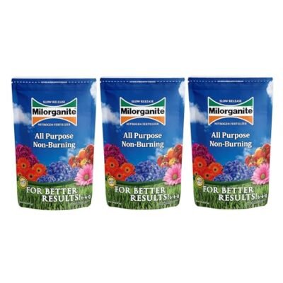 Milorganite All-Purpose Eco-Friendly Slow-Release Nitrogen 6-4-0 Fertilizer, 5 Pound Bag (Pack of 3) - for Lawns, Flowers and Gardens