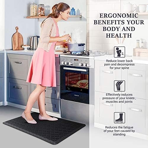 HappyTrends Floor Mat Cushioned Anti-Fatigue ,17.3"x28",Thick Waterproof Non-Slip Mats and Rugs Heavy Duty Ergonomic Comfort Rug for Kitchen,Floor,Office,Sink,Laundry,Black - Image 6