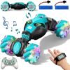 Axirata Gesture Sensing RC Stunt Car with Lights & Music for Kids 6-12 Year Old 4WD 2.4GHz Hand Controlled Remote Control Car 360° Rotation Off-Road Toy Car Gift for Boys Girls(Blue)
