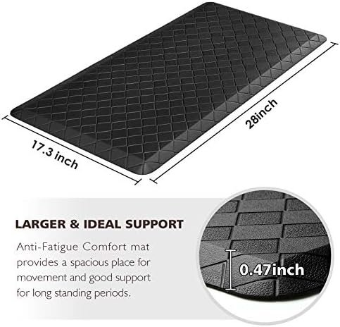 HappyTrends Floor Mat Cushioned Anti-Fatigue ,17.3"x28",Thick Waterproof Non-Slip Mats and Rugs Heavy Duty Ergonomic Comfort Rug for Kitchen,Floor,Office,Sink,Laundry,Black - Image 2