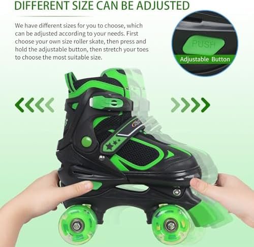 Nattork Kids Roller Skates for Boys Girls Kids, 4 Sizes Adjustable Quad Skates with All Light up Wheels - Birthday Gift for Indoor Outdoor Sports - Image 4