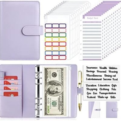 ONLYESH Budget Binder, Budget Binder with Zipper Envelopes, Cash Envelopes for Budgeting, Money Organizer for Cash, 28Pcs Budget Binder with Cash Envelopes(Purple)
