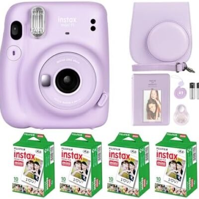 Fujifilm Instax Mini 11 Camera with Fujifilm Instant Mini Film (40 Sheets) Bundle with Deals Number One Accessories Including Carrying Case, Photo Album, Stickers