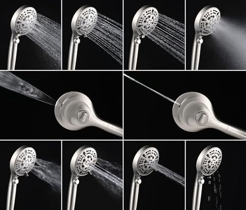 Nickel 2.5GPM Shower Head with Handheld High Pressure: 10” Rainfall Shower Head & HandHeld Shower Head, 10 Spray Settings Detachable Shower Head with ON/OFF Switch and 15-Stage Filter - Image 4