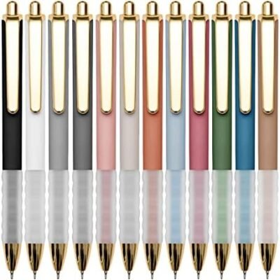 Linbsunne Ballpoint Pens Black Medium Point 1mm Pen with Super Soft Grip Ball Point Pen for Men Women Retractable Pens