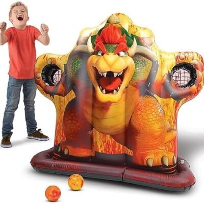 THE SUPER MARIO BROS. MOVIE Bowser Inflatable Sports Game for Kids, Indoor Games or Outdoor Games for Kids and Adults, Approximate Inflated Size 51 Inches L x 18 Inches W x 46 Inches H