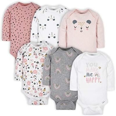 Gerber Baby-Girls 6-Pack Long-Sleeve Onesies Bodysuits