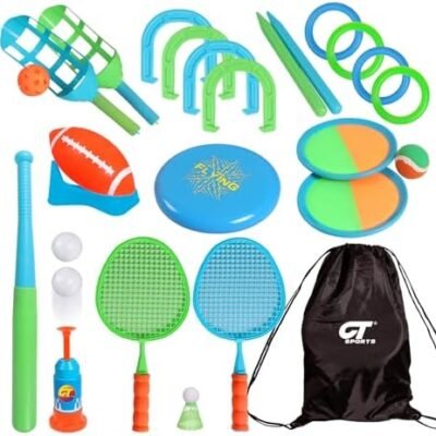 Outdoor Toys for Kids-8 in 1 Fun Outdoor Kids Sports Suit Combination-This Backyard Game is Perfect for Family Outdoor Activities