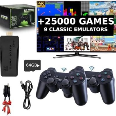 Retro 4k Game Stick ,Retro Play Game Stick,Nostalgia Stick Game,4K HDMI Output,Plug and Play Video Game Stick Built in 25000 Games + (64G) sd Card