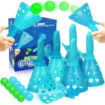 Outdoor Indoor Games Activities for Kids, Pop and Catch Ball Family Games with 6 Launcher Baskets and 10 Balls, Summer Beach Yard Sport Birthday Party Gifts Toys for Kids Ages 4 5 6 8 12+ Years Old