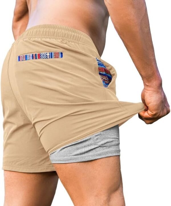 JMIERR Mens 2 in 1 Hybrid Shorts Summer Quick Dry Beach Stretch Waist Running Athletic Gym Short with Compression Liner