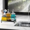 Cisily Sponge Holder , Caddy Organizer, Sink Accessories with Drip Tray, Rustproof and Non-slip , Kitchen Essentials for New Home（Matte Black - Image 5