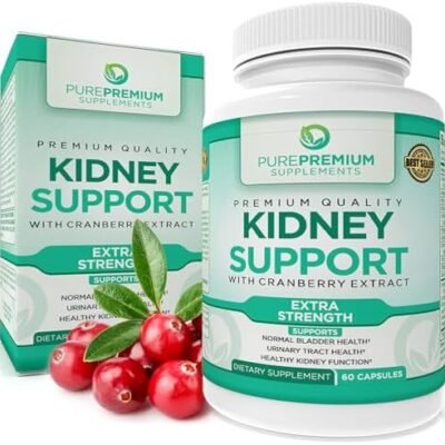 PurePremium Kidney Support Supplement with Cranberry Extract - Kidney Cleanse, Detox & Repair for Men and Women - Support for Normal Urinary Tract Health & Bladder - 2 Months Supply - 60 Capsules
