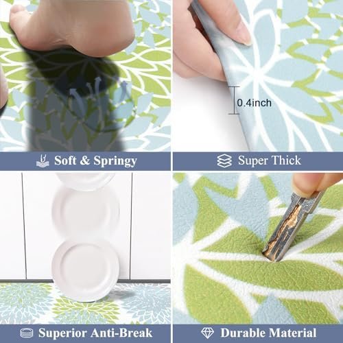 HEBE Anti Fatigue Kitchen Rug Sets 2 Piece Non Slip Kitchen Mats for Floor Cushioned Kitchen Rugs and Mats Waterproof Comfort Standing Mat Runner for Kitchen,Home Office,Sink,Laundry - Image 3