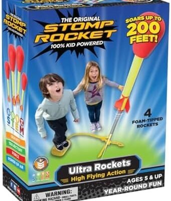 Stomp Rocket Ultra Rocket Launcher for Kids, 4 Rockets - Fun Backyard & Outdoor Kids Toys Gifts for Boys & Girls - High Flying Toy Foam Blaster Set - Multi-Player Adjustable Launch Stand