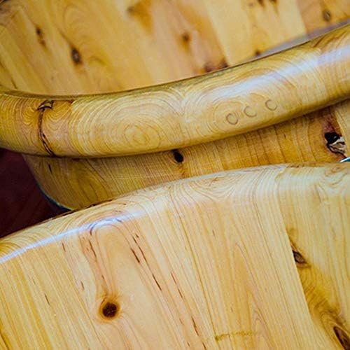 Foot Bath Barrel Solid Wood Steam Fumigation Barrel Home Massage Adult Tub Foot Basin Beauty and Household Wash Basin (Color : A) (B) - Image 4