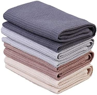 PY HOME & SPORTS Dish Towels Set, 100% Cotton Waffle Weave Kitchen Towels 4 Pieces, Super Absorbent Kitchen Hand Dish Cloths for Drying and Cleaning (17 x 25 Inches, Set of 4)