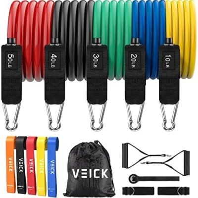 VEICK Resistance Bands, Exercise Bands, Workout Bands, Resistance Bands for Working Out with Handles for Men and Women, Exercising Bands for Strength Training Equipment at Home