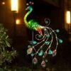Glintoper Solar Garden Lights, 39 Inch Height Outdoor Metal Peacock Decorative Garden Stakes, Mothers Day Ideal Gifts, Waterproof Path Lights Lawn Stake Ornaments for Patio Pathway Yard Decoration - Image 5