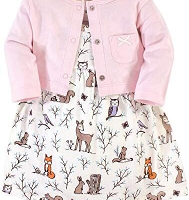 Hudson Baby Baby Girls' Cotton Dress and Cardigan Set