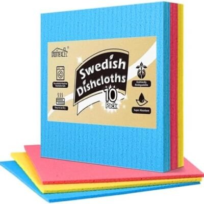 HOMEXCEL Swedish Dishcloths for Kitchen, 10 Pack Reusable Kitchen Dish Cloths, Super Absorbent Dish Towels for Washing Dishes, Swedish Sponge for Home and Kitchen, 7" x 8"