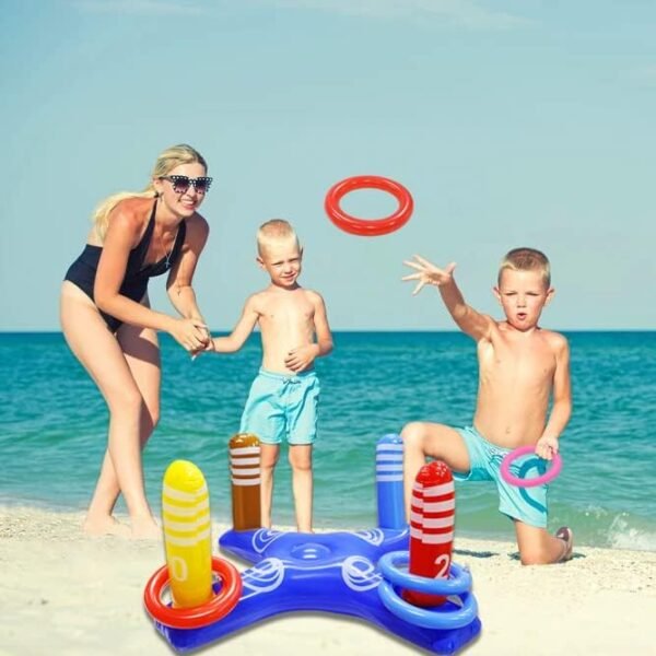 Pool Toys Games Set,Pool Basketball Hoop Inflatable Cross Ring Toss Game and Inflatable Cactus Ring Toss Kids Pool Toys for Teens Adults and Family - Image 4
