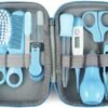 PandaEar Baby Healthcare and Grooming Kit, Baby Safety Set Baby Comb, Brush, Finger Toothbrush, Nail Clippers, Scissors, Nasal Aspirator, Baby Essentials Nursery Care Kit (Blue) - Image 3