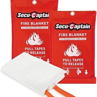 SecuCaptain Emergency Fire Blanket for Home and Kitchen - 2 Pack 40"x40" Flame Suppression Fiberglass Fire Blankets for House Camping Car Office Warehouse Emergency Survival Safety