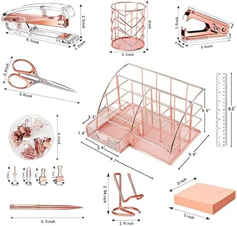 JUOPIEA Desk Organizers and Accessories Office Supplies 12PS Set with Acrylic Stapler, Staple Remover, Pen Holder, Clips, Scissor, Phone Holder, 1 Pen Ect - Image 2