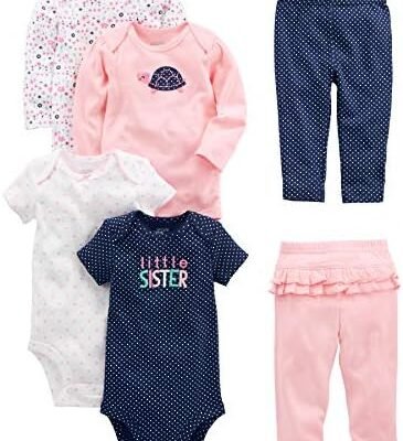 Simple Joys by Carter's baby-girls 6-piece Bodysuits (Short and Long Sleeve) and Pants Set