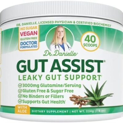 Doctor Danielle Gut Assist - Leaky Gut Repair Supplement Powder - Glutamine, Arabinogalactan, Licorice Root - Supports IBS, Heartburn, Bloating, Gas, Constipation, SIBO from